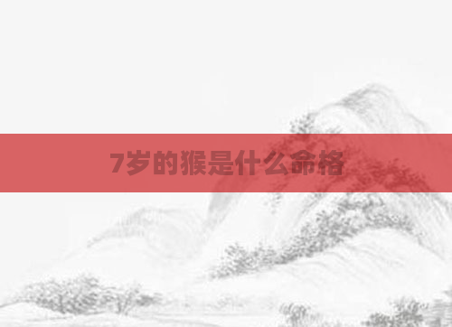 7岁的猴是什么命格