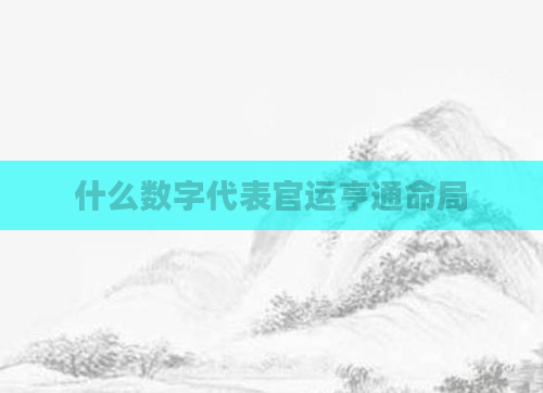 什么数字代表官运亨通命局
