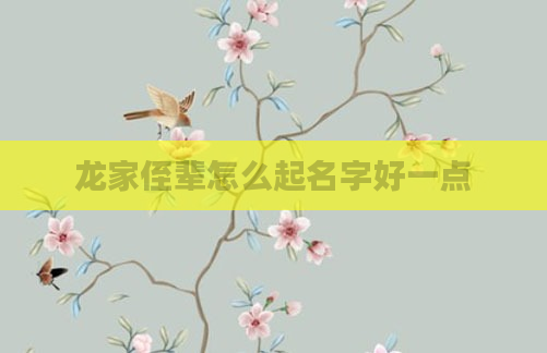 龙家侄辈怎么起名字好一点