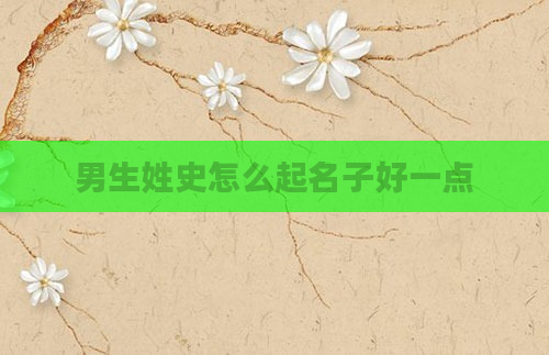 男生姓史怎么起名子好一点