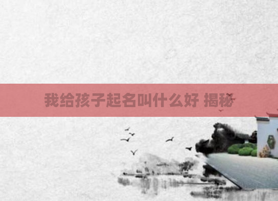 我给孩子起名叫什么好 揭秘