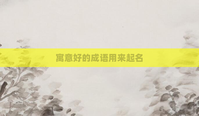 寓意好的成语用来起名