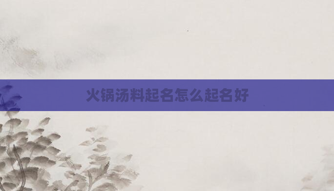 火锅汤料起名怎么起名好