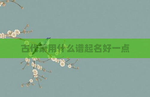 古代箫用什么谱起名好一点