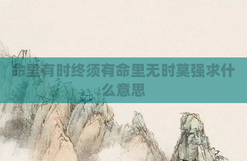 命里有时终须有命里无时莫强求什么意思