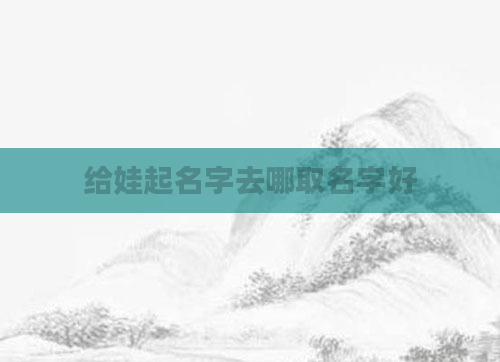 给娃起名字去哪取名字好