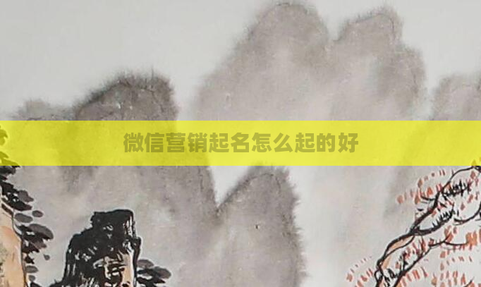 微信营销起名怎么起的好