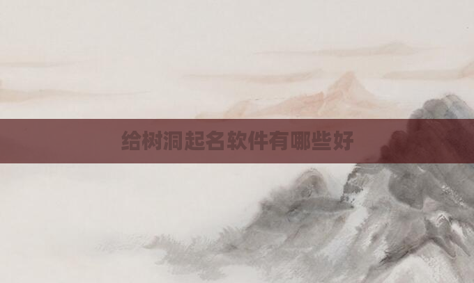 给树洞起名软件有哪些好