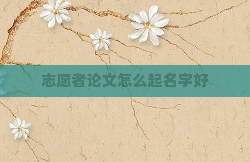 志愿者论文怎么起名字好