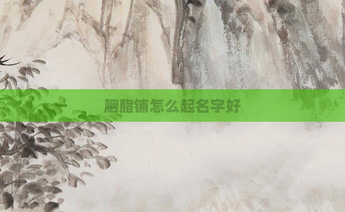 胭脂铺怎么起名字好