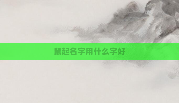 鼠起名字用什么字好