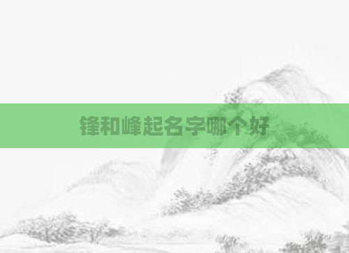 锋和峰起名字哪个好