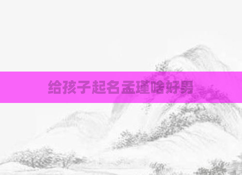 给孩子起名孟瑾啥好男
