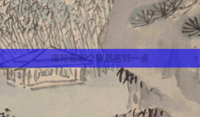泽和君哪个字起名好一点
