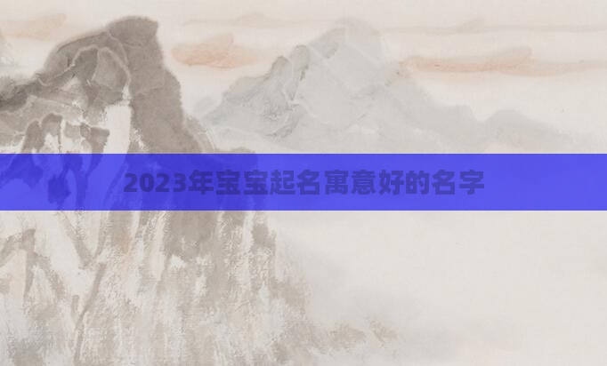 2023年宝宝起名寓意好的名字