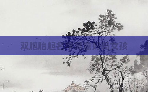 双胞胎起名字寓意好吗女孩