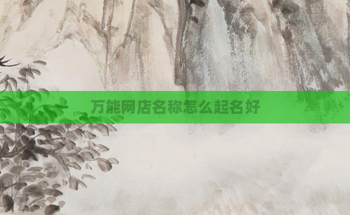 万能网店名称怎么起名好