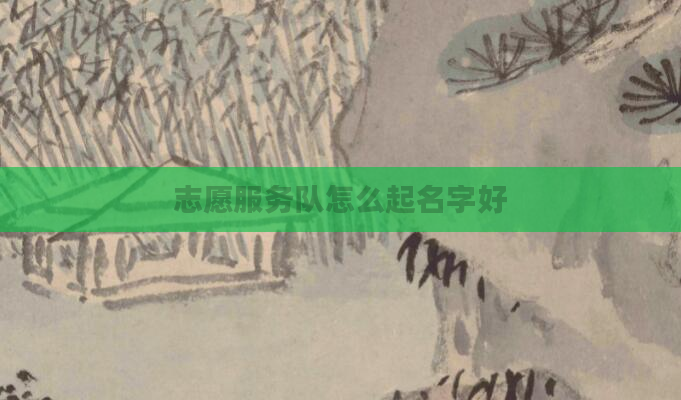 志愿服务队怎么起名字好