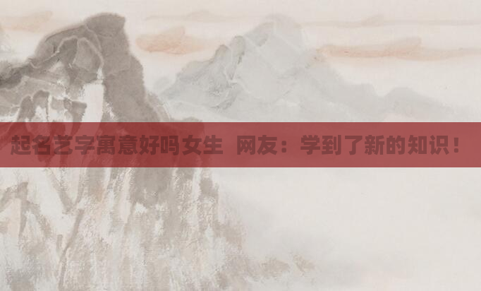 起名艺字寓意好吗女生  网友：学到了新的知识！
