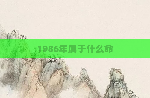 1986年属于什么命
