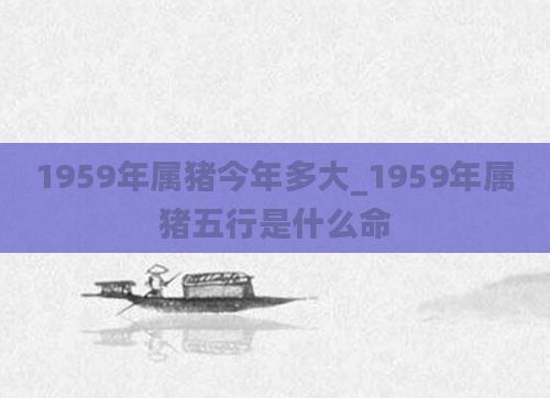 1959年属猪今年多大_1959年属猪五行是什么命