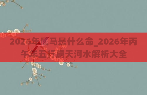 2026年属马是什么命_2026年丙午年五行属天河水解析大全
