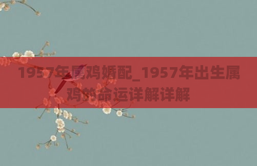 1957年属鸡婚配_1957年出生属鸡的命运详解详解