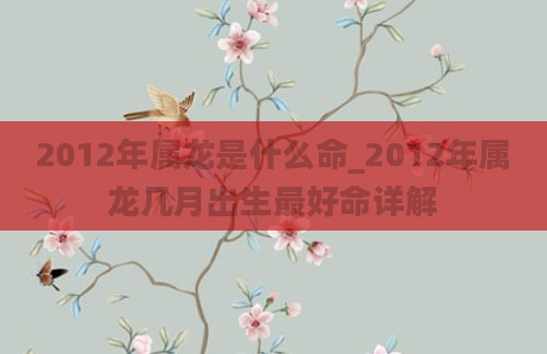 2012年属龙是什么命_2012年属龙几月出生最好命详解