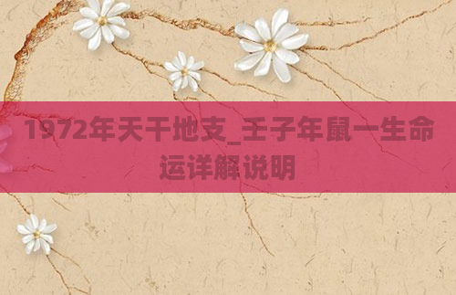 1972年天干地支_壬子年鼠一生命运详解说明