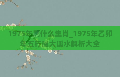 1975年属什么生肖_1975年乙卯年五行属大溪水解析大全