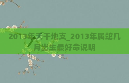 2013年天干地支_2013年属蛇几月出生最好命说明