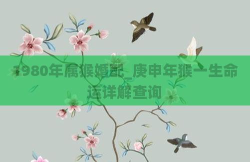 1980年属猴婚配_庚申年猴一生命运详解查询