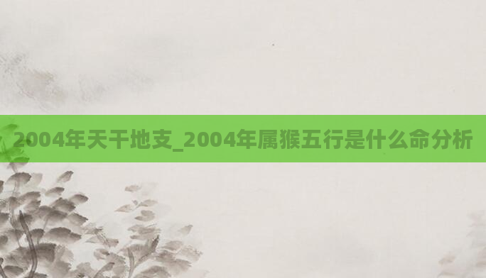 2004年天干地支_2004年属猴五行是什么命分析