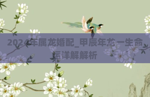 2024年属龙婚配_甲辰年龙一生命运详解解析