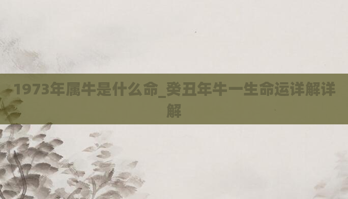 1973年属牛是什么命_癸丑年牛一生命运详解详解