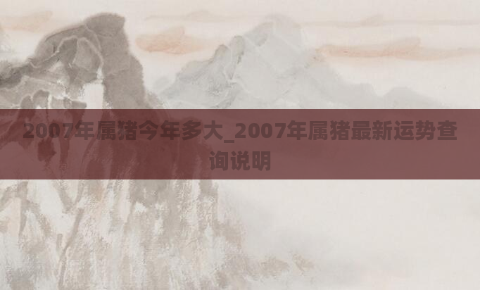 2007年属猪今年多大_2007年属猪最新运势查询说明