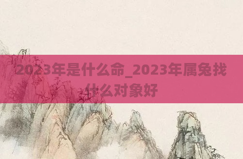 2023年是什么命_2023年属兔找什么对象好