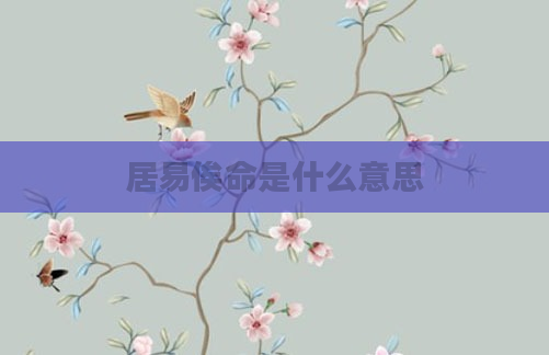 居易俟命是什么意思