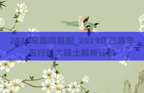 2029年属鸡婚配_2029年己酉年五行属大驿土解析详解