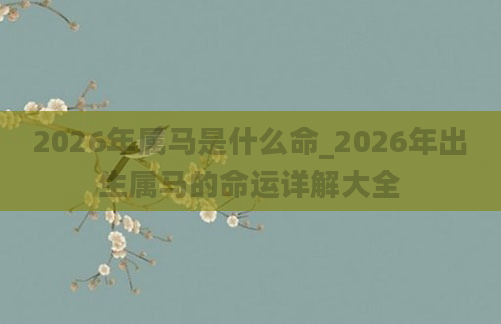 2026年属马是什么命_2026年出生属马的命运详解大全