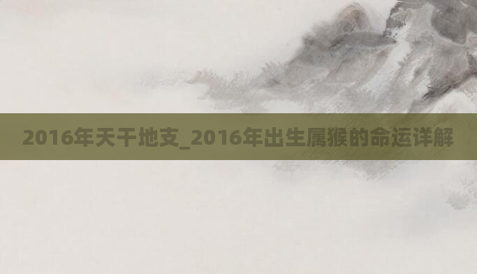 2016年天干地支_2016年出生属猴的命运详解
