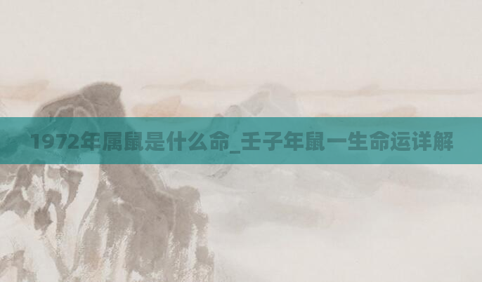 1972年属鼠是什么命_壬子年鼠一生命运详解