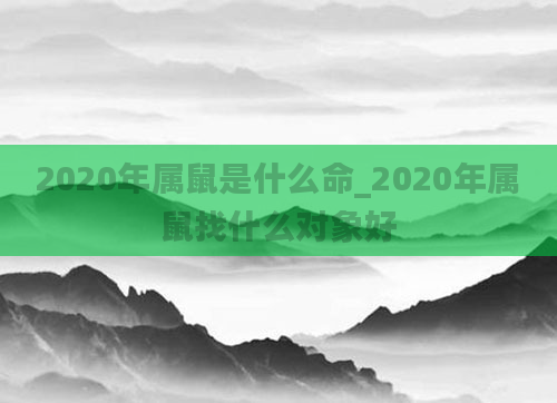 2020年属鼠是什么命_2020年属鼠找什么对象好