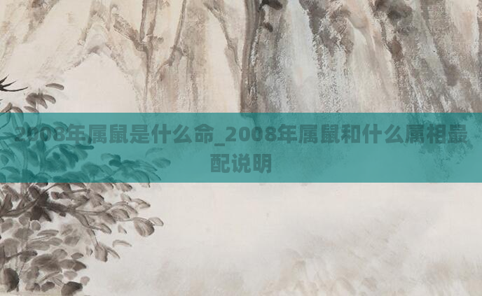 2008年属鼠是什么命_2008年属鼠和什么属相最配说明