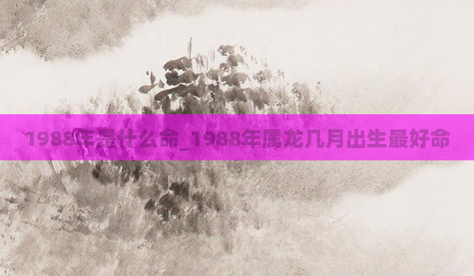 1988年是什么命_1988年属龙几月出生最好命