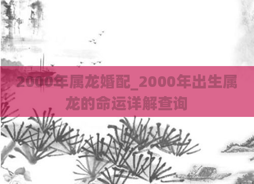 2000年属龙婚配_2000年出生属龙的命运详解查询