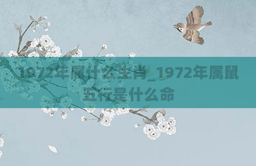 1972年属什么生肖_1972年属鼠五行是什么命