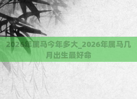 2026年属马今年多大_2026年属马几月出生最好命