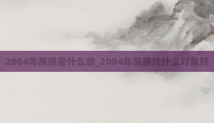 2004年属猴是什么命_2004年属猴找什么对象好