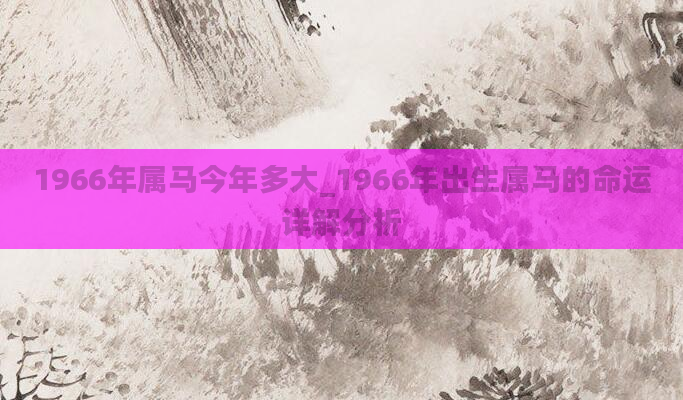1966年属马今年多大_1966年出生属马的命运详解分析